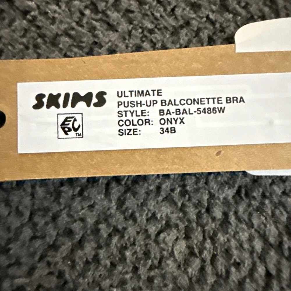 Skims Ultimate Push Up Balconette Bra - Onyx - NWT - 34B
